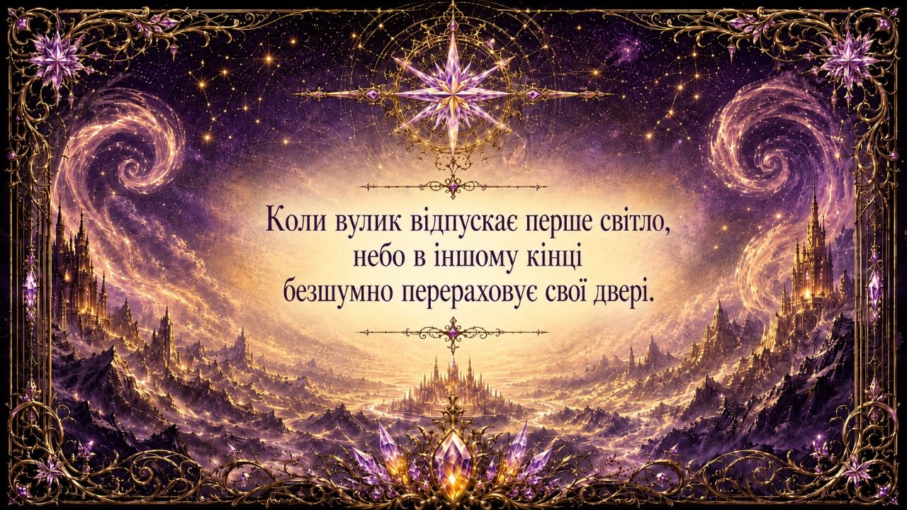 Сувій пророцтва: вулик, фіолетові припливи й тихі «двері» неба на пергаменті
